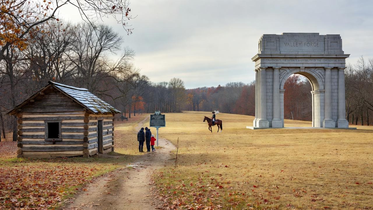 Revolutionary War cannon in meadow at Valley Forge, Pennsylvania